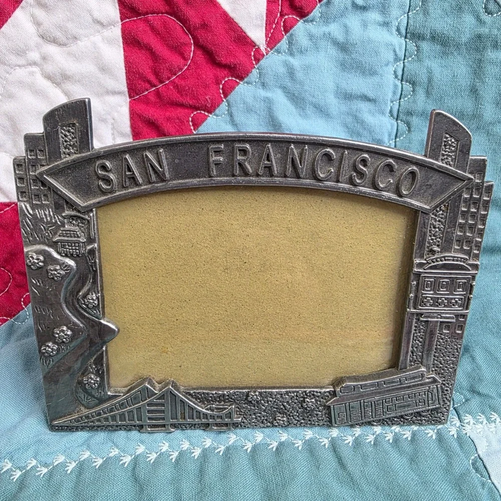 San Francisco Pewter Style Metal Souvenir Picture Frame Silver Tone Souvenir 3x5